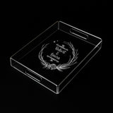 Individuelles klares Acryl-Serviertablett – Moderner rechteckiger Organizer mit Griffen – Personalisierbares Design – Robust & Transparent - Spy Werbetechnik