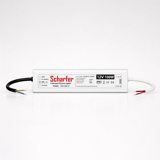 Scharfer SCH-100-12 LED-Netzteil 12V 100W | IP67 | Wasserdicht | für Leuchtbuchstaben & Leuchtwerbung