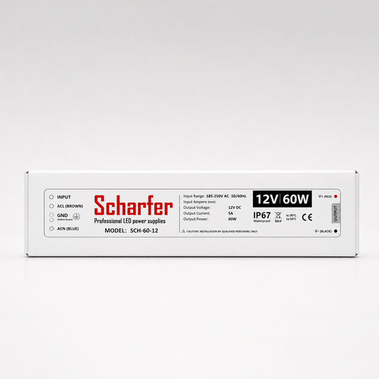 Scharfer SCH-60-12 LED-Netzteil 12V 60W | IP67 | Wasserdicht | für Leuchtbuchstaben & Leuchtwerbung