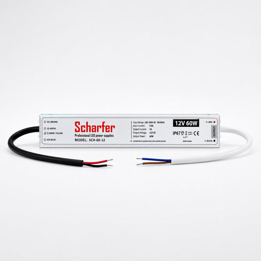 Scharfer SCH-60-12 LED-Netzteil 12V 60W | IP67 | Wasserdicht | für Leuchtbuchstaben & Leuchtwerbung