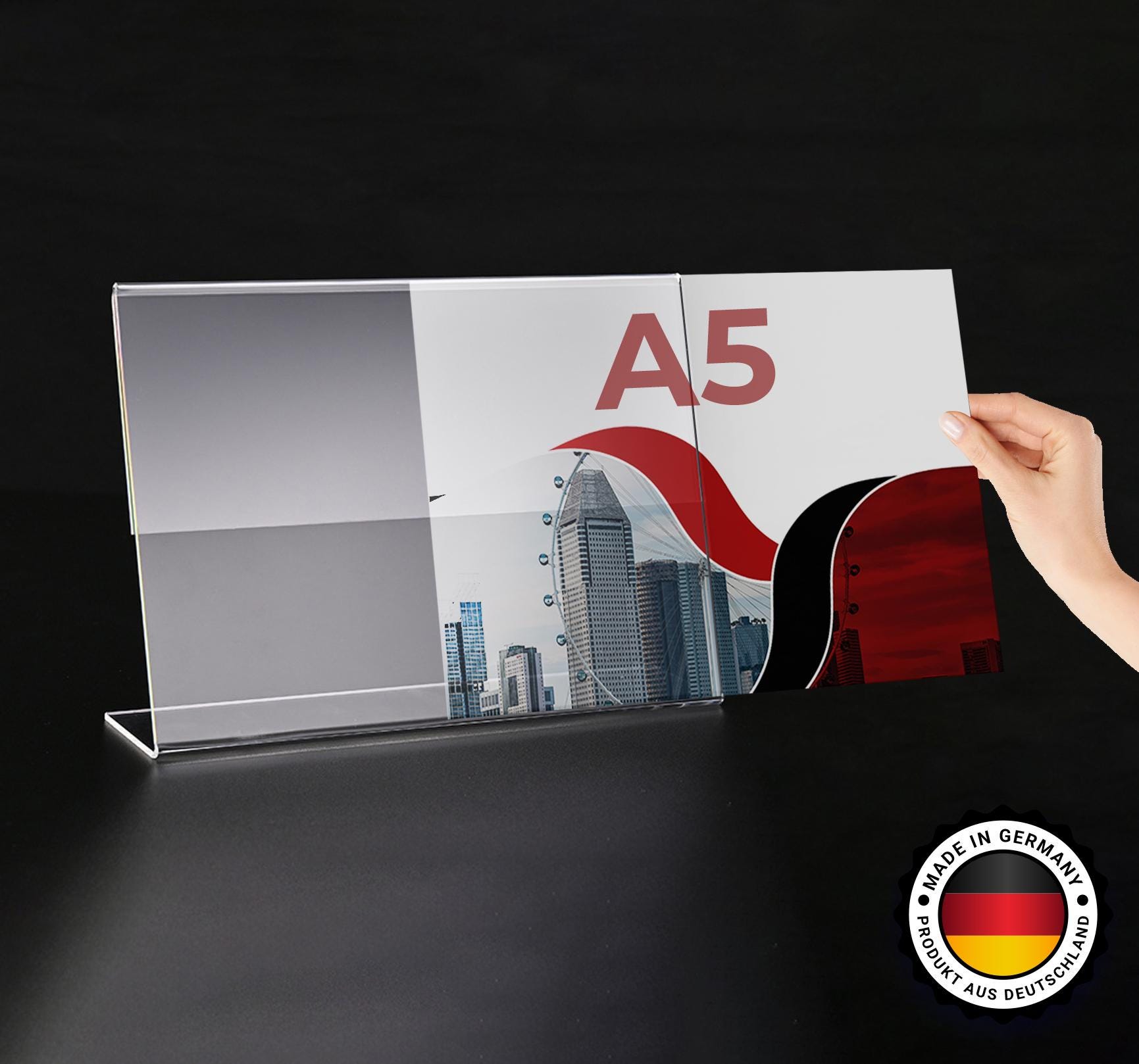 A5 Menühalter aus Acryl (Querformat) – L-Form, 3er-Set - Spy Werbetechnik