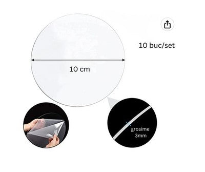 10 Stück rundes transparentes Plexiglas 10 cm, 3 mm dick - Dekorationselement