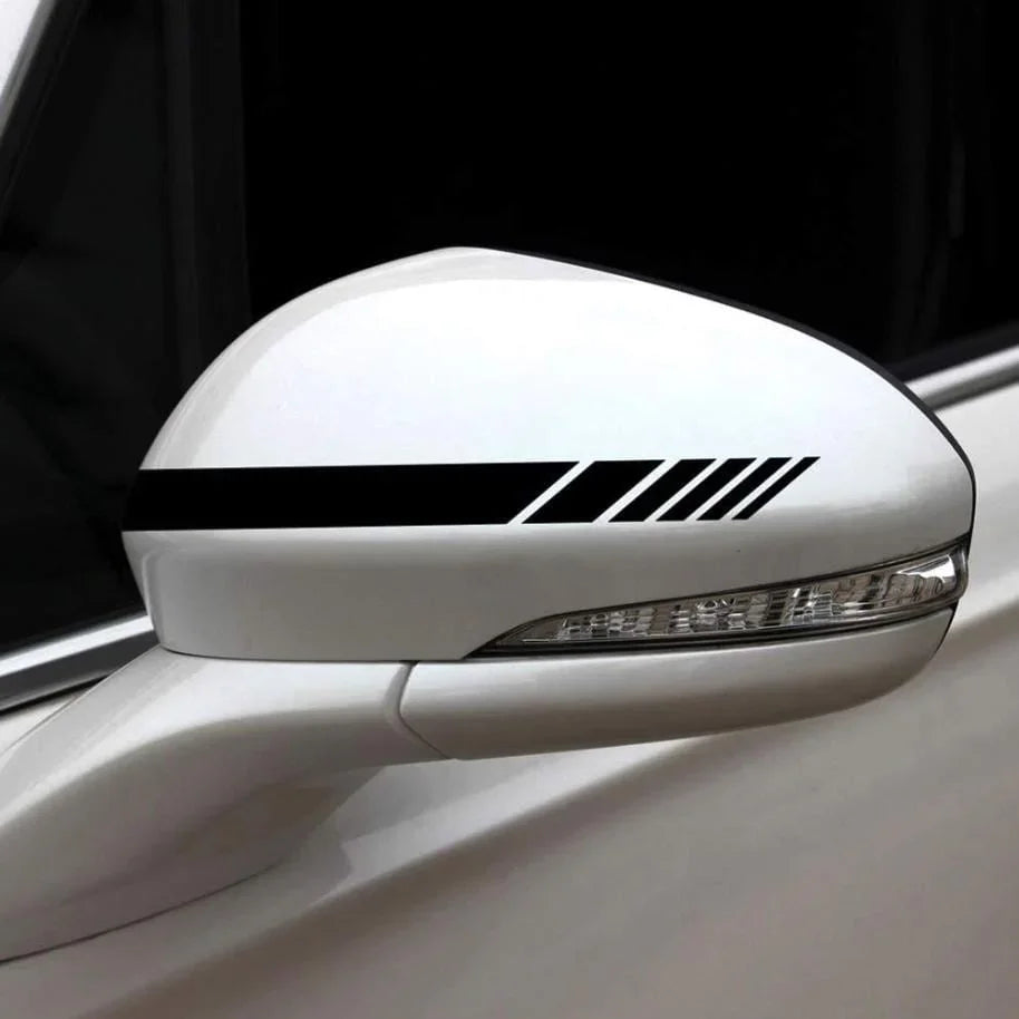 Black Vinyl Car Decal Set: Hood, Side Stripe & Mirror Stickers - Spy Werbetechnik