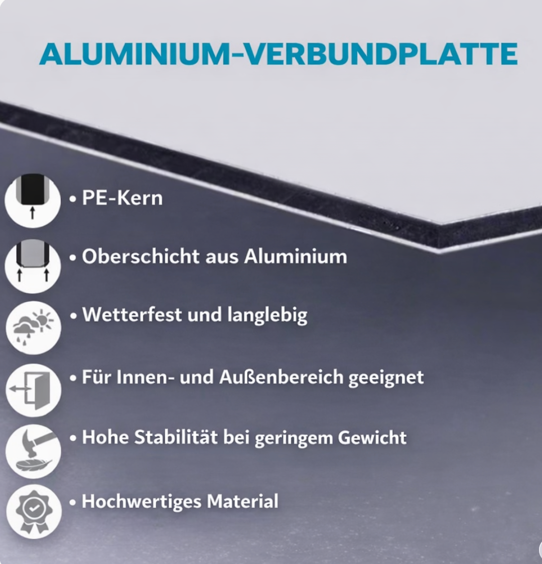 Alu-Verbundplatte 3 mm weiß | 40 x 40 cm – Detailansicht 5