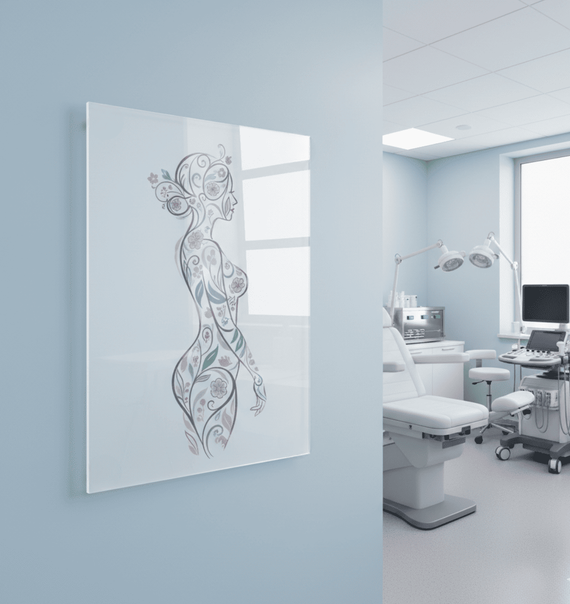 Acryl Wandbilder für Kliniken & Praxen – eingesetzte Wandbilder im Wartebereich oder Behandlungsraum, moderne Atmosphäre