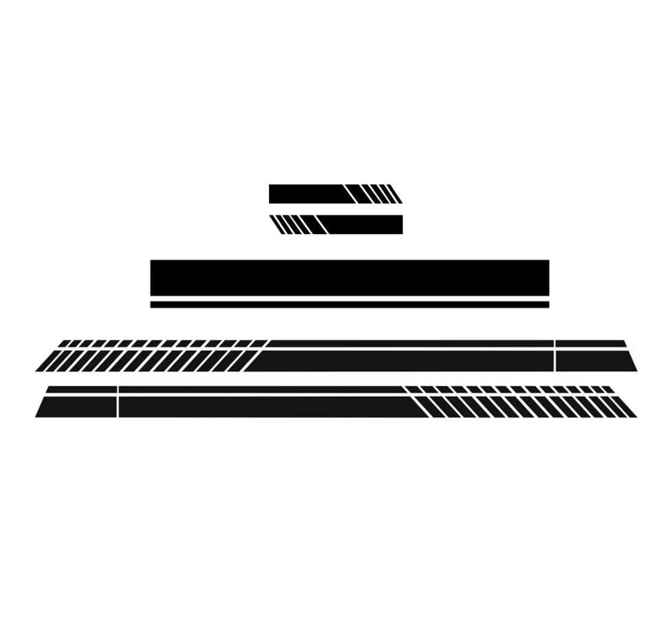Black Vinyl Car Decal Set: Hood, Side Stripe & Mirror Stickers - Spy Werbetechnik