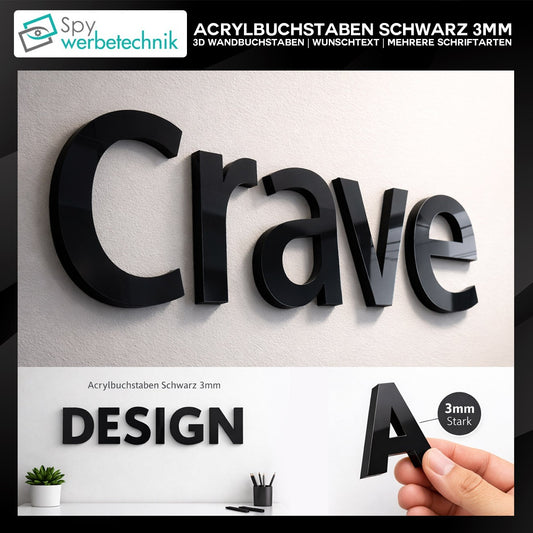 Acryl Buchstaben 3mm nach Wunsch | Farbe & Größe frei wählbar Laser CNC