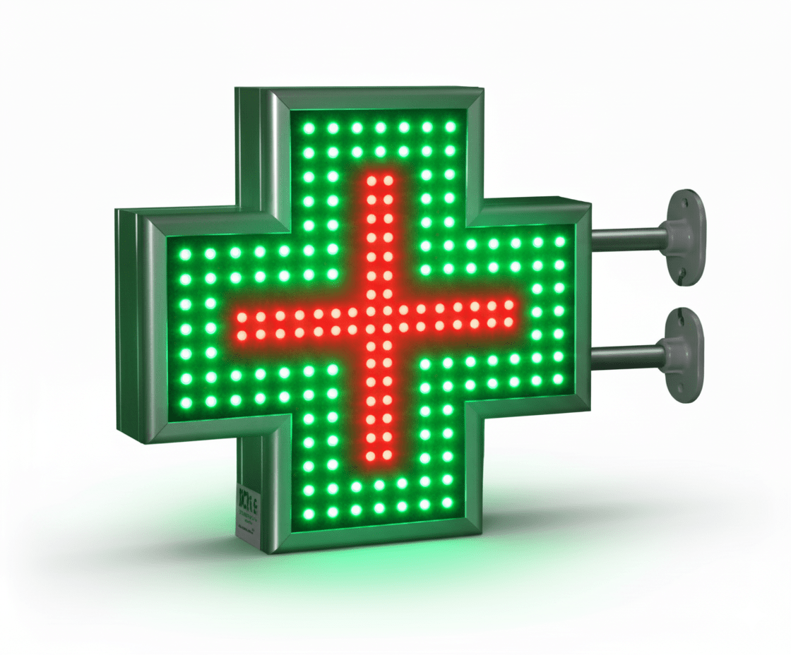 LED-Apothekenkreuz – Beidseitig, animierte LEDs, für Außenbereich