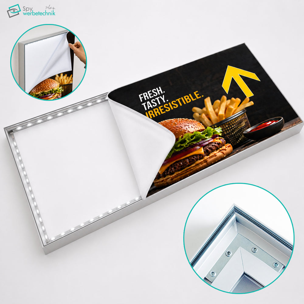 Textil LED Leuchtkasten für innen | 50 mm – Detailansicht 3
