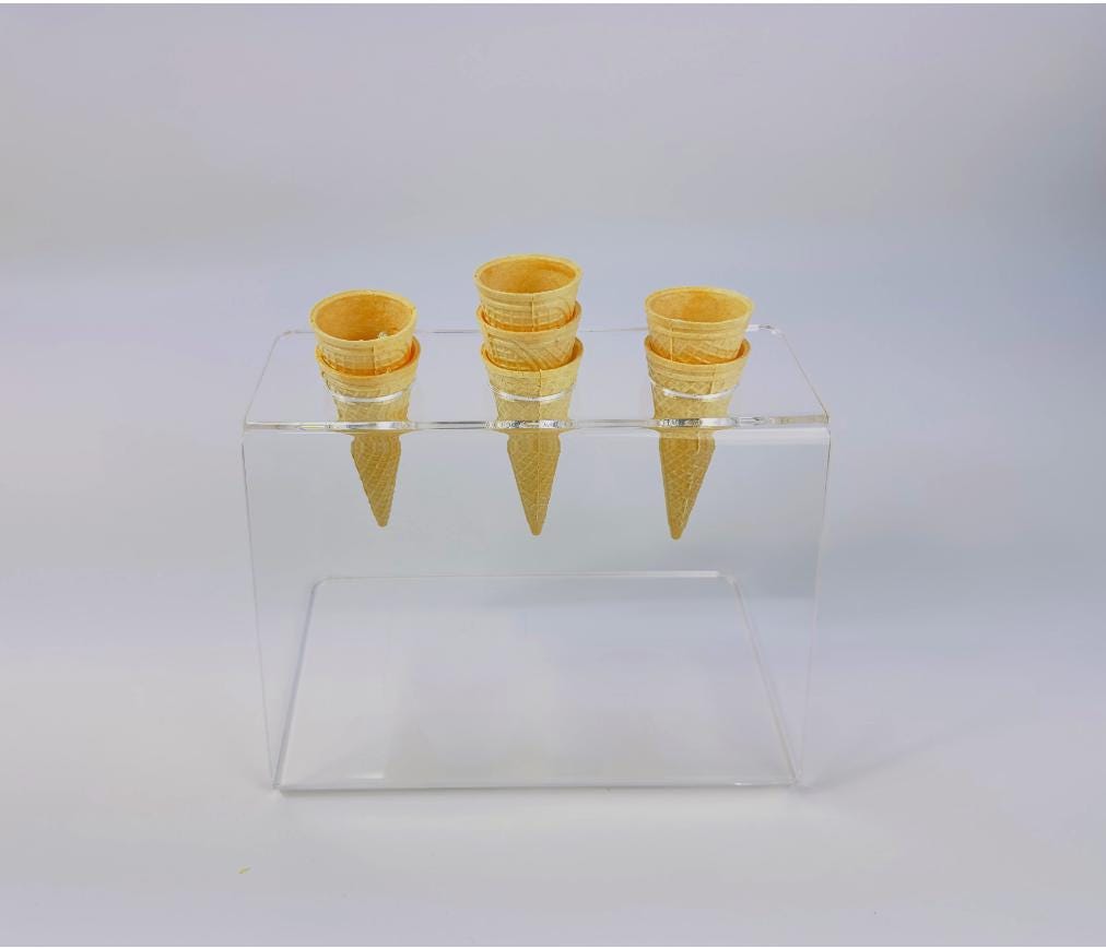 Plexiglas-Eisständer: Acryl-Display für 3 Eistüten – ideal für Partys - Spy Werbetechnik