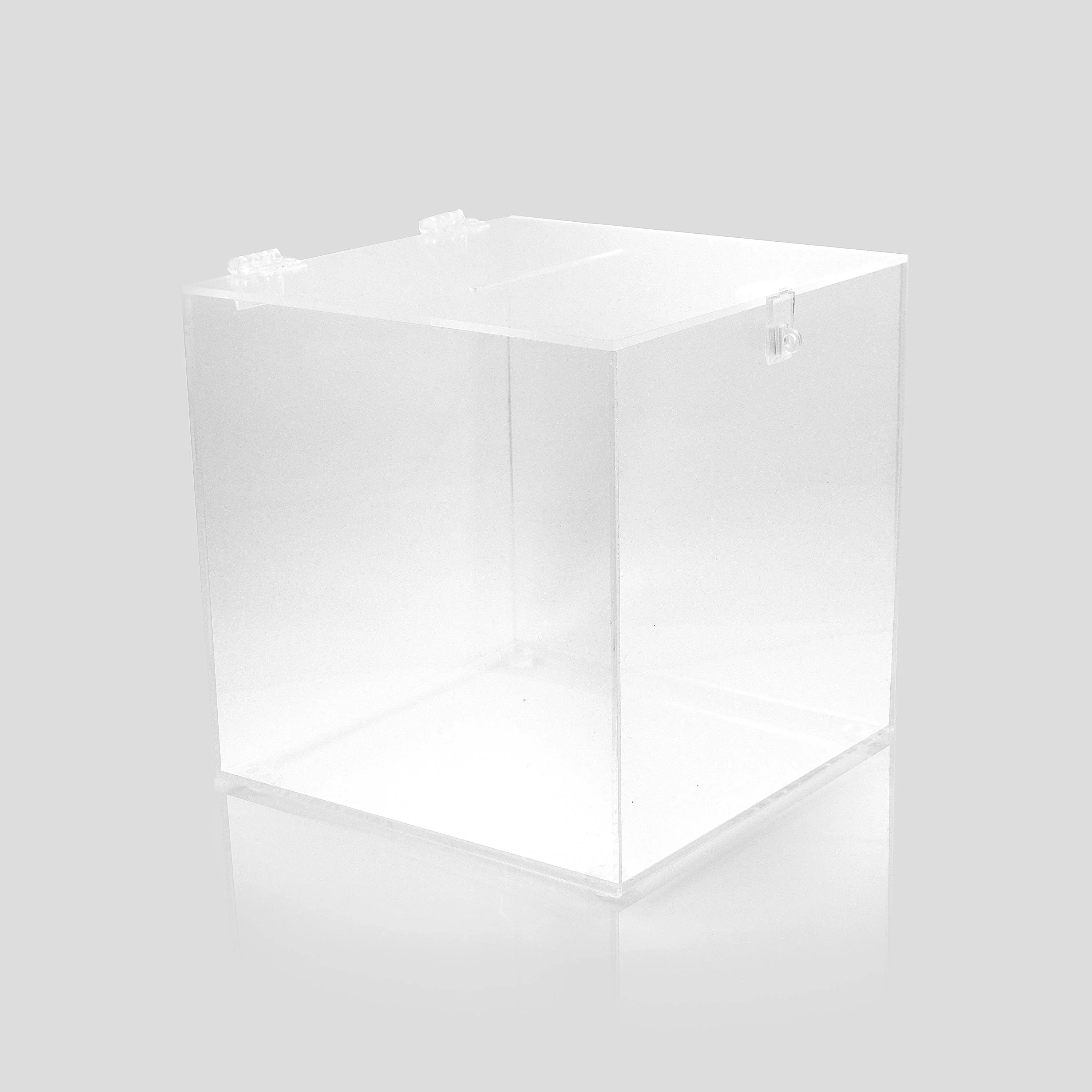 Acryl-Spendenbox Transparent – Spenden- & Vorschlagsbox mit Schlitz, 15/20/30 cm - Spy Werbetechnik