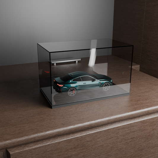 Acryl-Displaybox transparent mit Modellauto – Präsentationsvitrine aus Acrylglas
