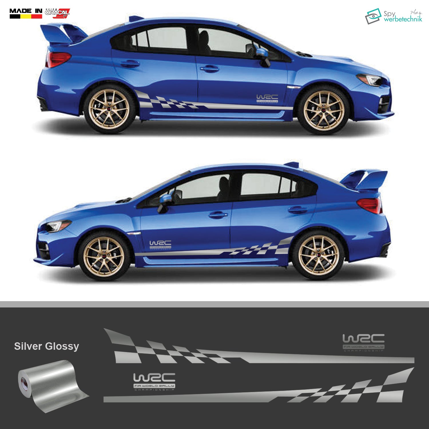 WRC Auto Seitenstreifen Aufkleber | 2er-Set – Detailansicht 2