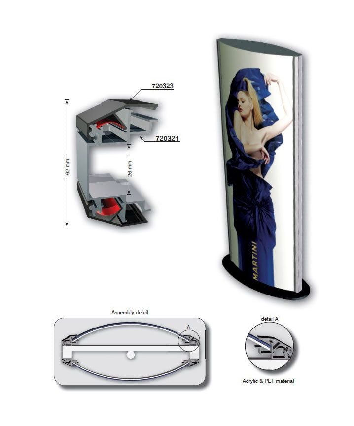 Doppelseitiges LED-Leuchtdisplay 80 × 160 cm – Nachtansicht mit homogener, beidseitiger LED-Ausleuchtung