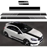 Black Vinyl Car Decal Set: Hood, Side Stripe & Mirror Stickers - Spy Werbetechnik
