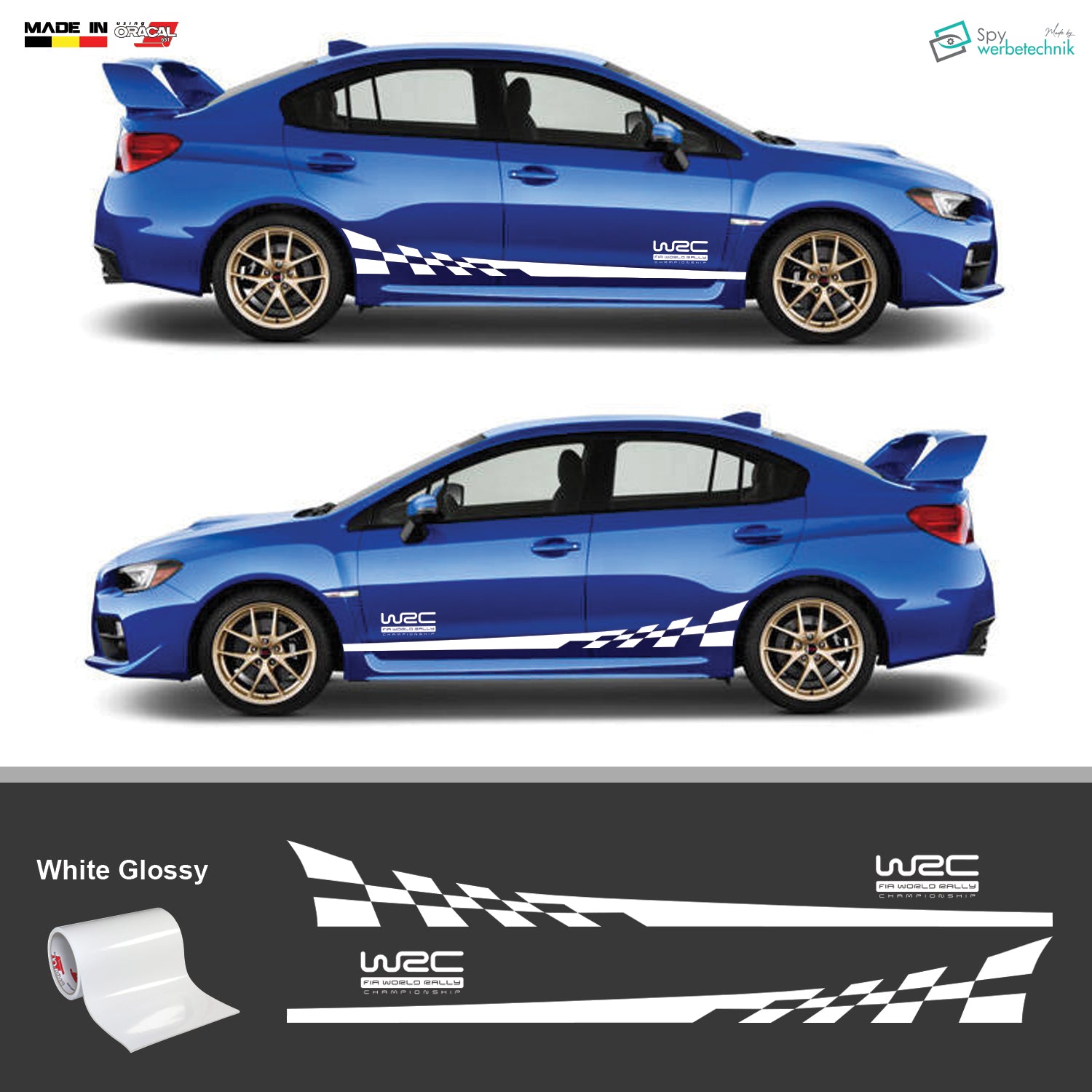 WRC Auto Seitenstreifen Aufkleber | 2er-Set – Detailansicht 3