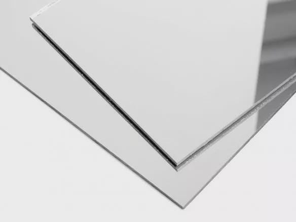 Silber Acryl Spiegelplatte 3mm Kantenansicht – leicht, bruchsicher, einfach zu schneiden