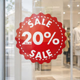 SALE Fensteraufkleber Rund Wunsch Prozent Rabatt Schaufenster Vinyl Sticker