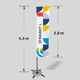 Bedruckte Werbefahne Flagge rechts L 4,3 m mit Firmenlogo für Markenpräsentation