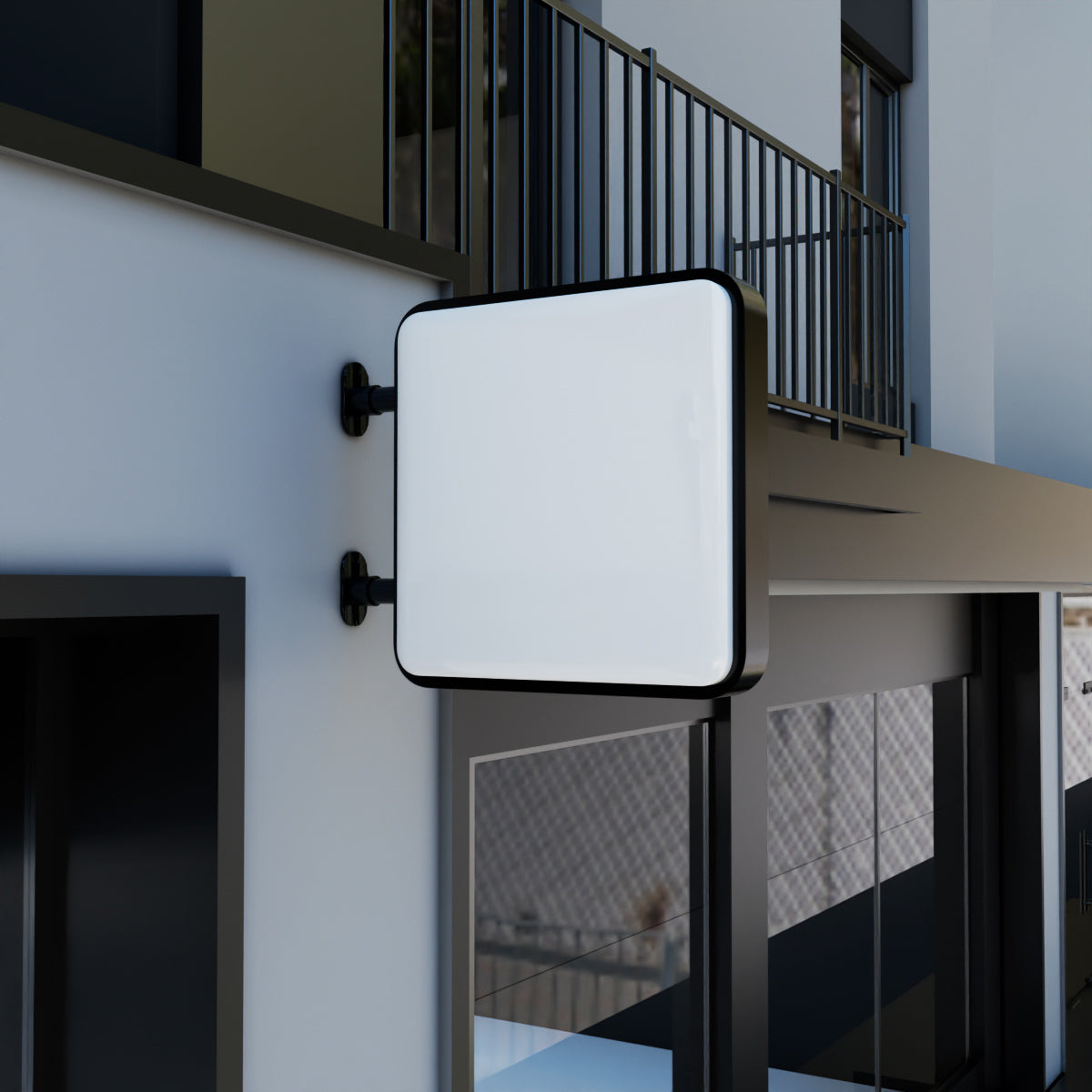 leuchtkasten quadratisch wandausleger doppelseitig beleuchtet 75 cm – Detail