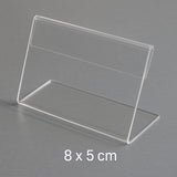 Mini-Aufsteller 8×5 cm Plexiglas® 2 mm – Einsatz als Preisschildhalter auf Theke oder Verkaufstisch
