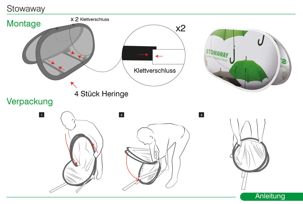 Pop-up Banner 200 x 100 cm – zusammengefaltet, platzsparend verstaubar und leicht zu transportieren