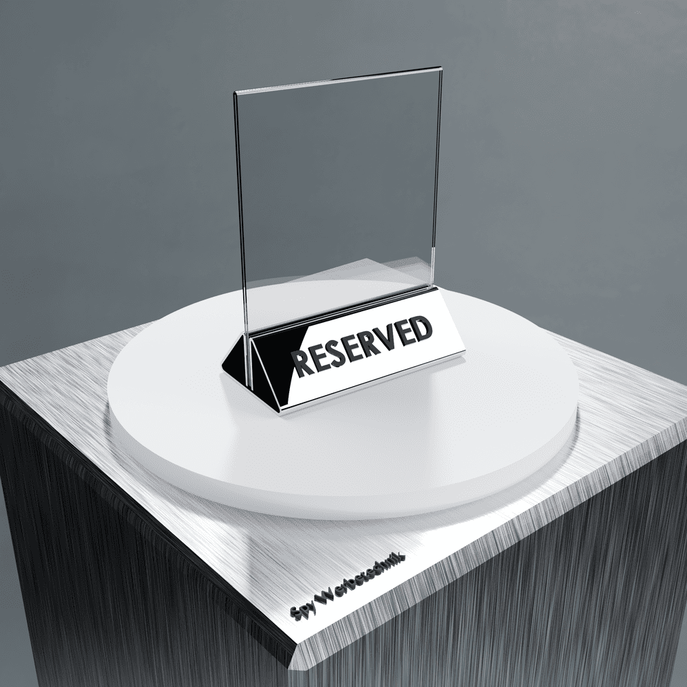 Premium Acryl-Aufsteller A5 mit schwarzem Sockel – bestückt mit Beispielmotiv, ideal für Preise, Hinweise oder Aktionen 1