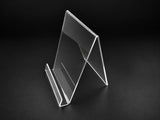Buchständer aus PLEXIGLAS® A5 / A4 – klarer Buchaufsteller, 3 mm, 25 mm Ablage
