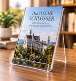 Buchständer aus PLEXIGLAS® A5 / A4 – klarer Buchaufsteller, 3 mm, 25 mm Ablage