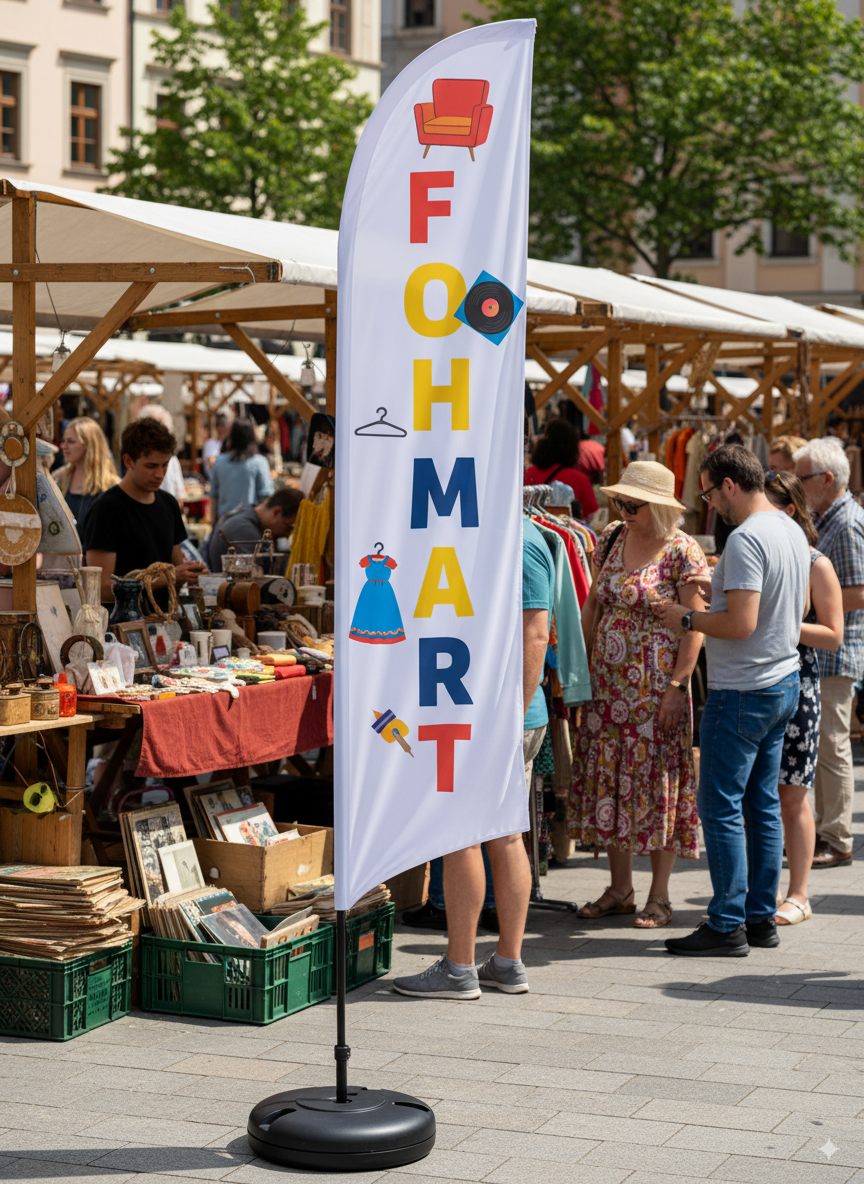 XL Kordfahne 5,2 m als Mastfahne vor einem Firmengebäude im Außenbereich